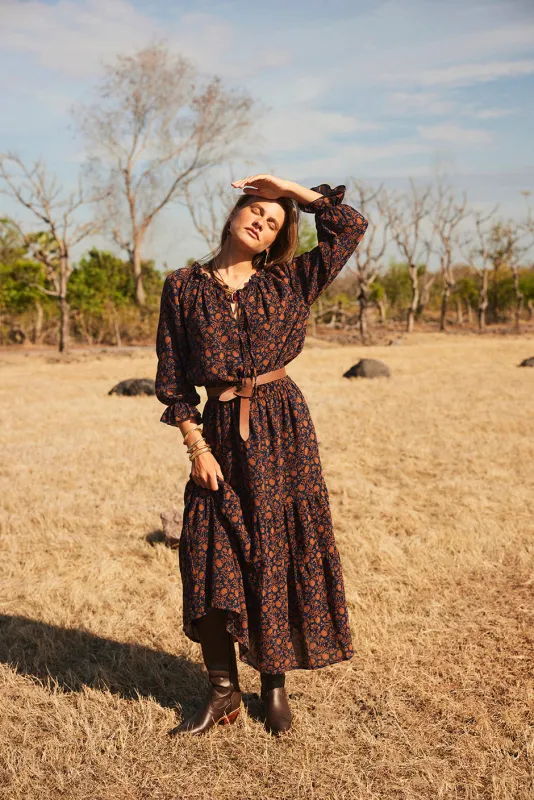 Esme Dress in Navy Batik made by Paneros