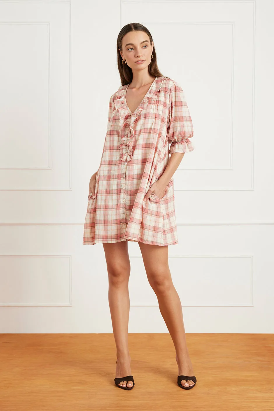 Chloe Mini Dress in Clay Plaid sold by Paneros product image thumbnail 3