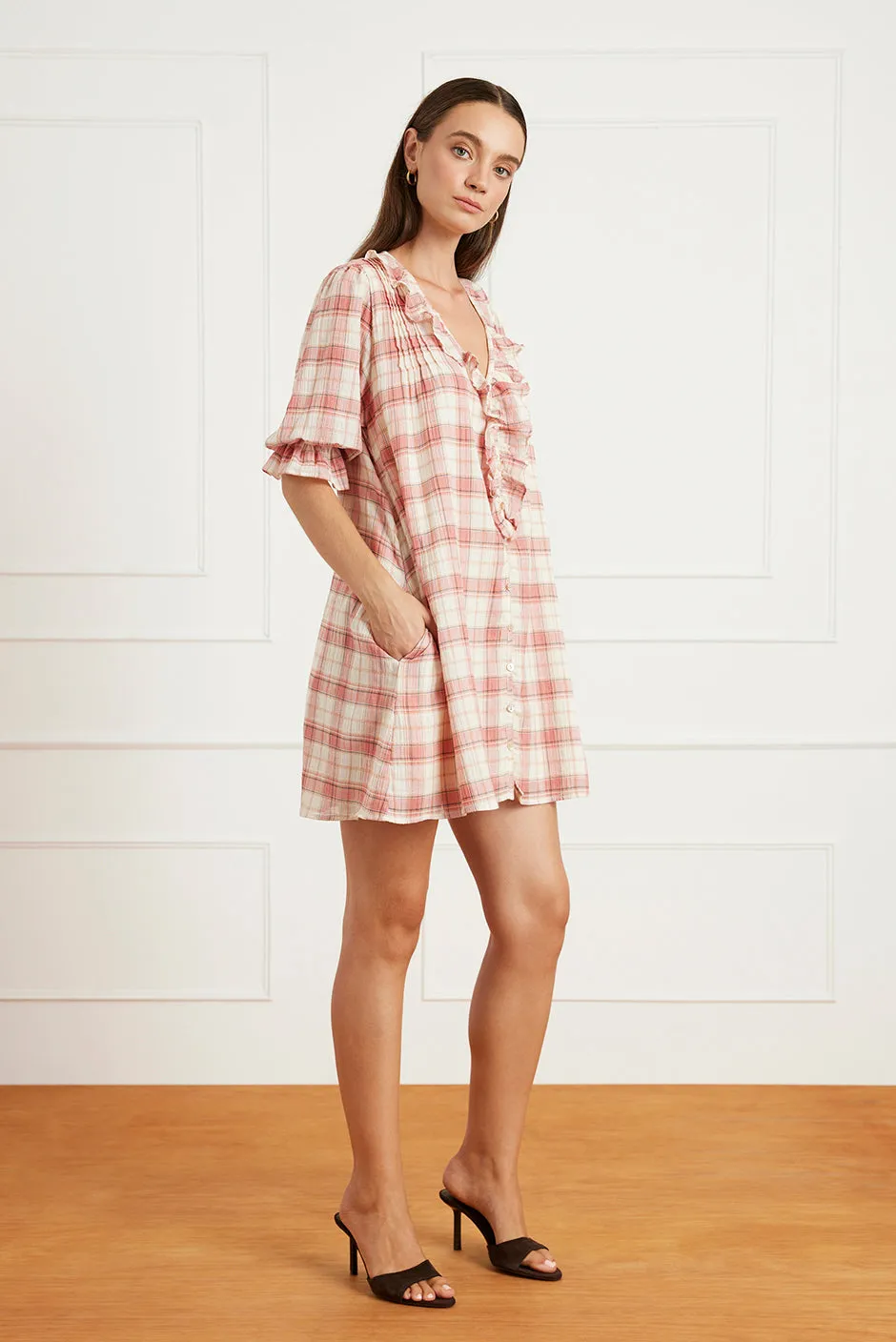 Chloe Mini Dress in Clay Plaid sold by Paneros product image thumbnail 5