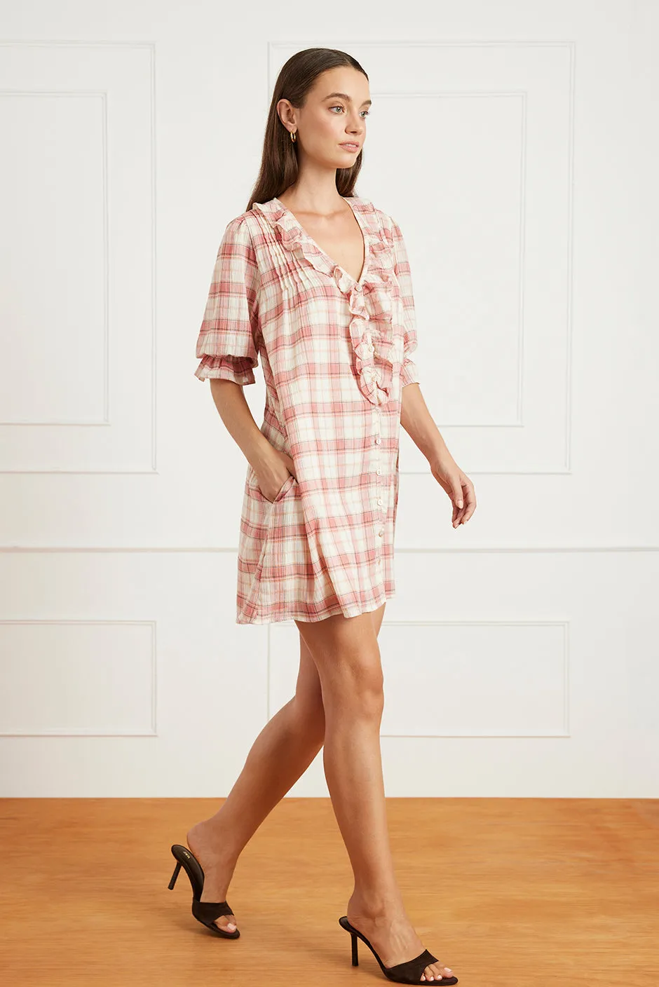 Chloe Mini Dress in Clay Plaid sold by Paneros product image thumbnail 4