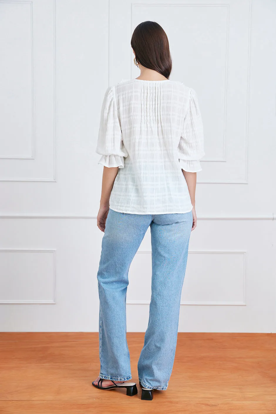 Chloe Shirt in Off White Plaid sold by Paneros product image thumbnail 4