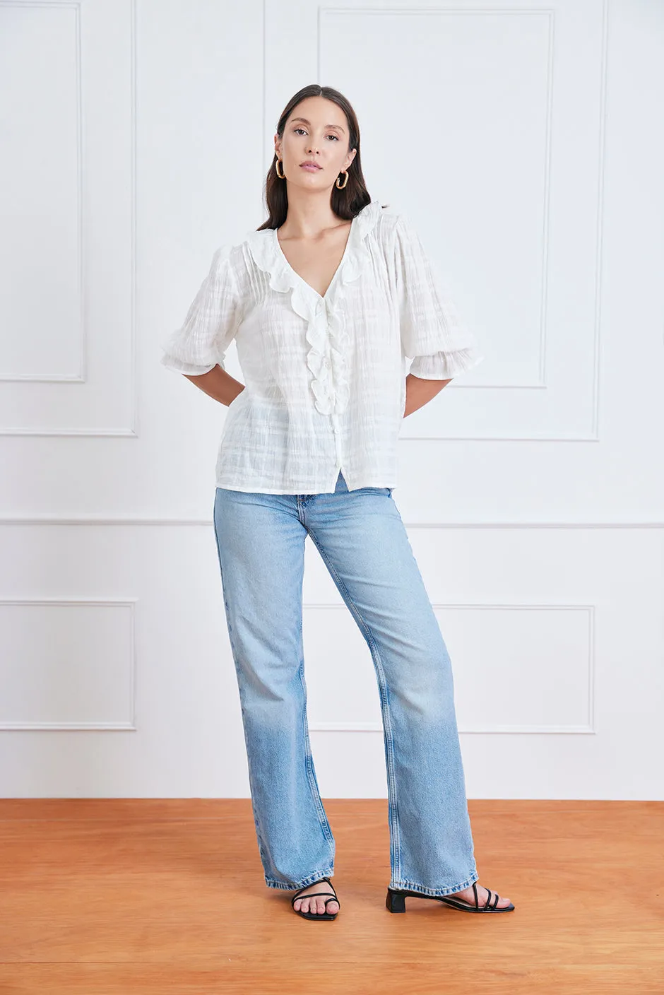 Chloe Shirt in Off White Plaid sold by Paneros product image thumbnail 2