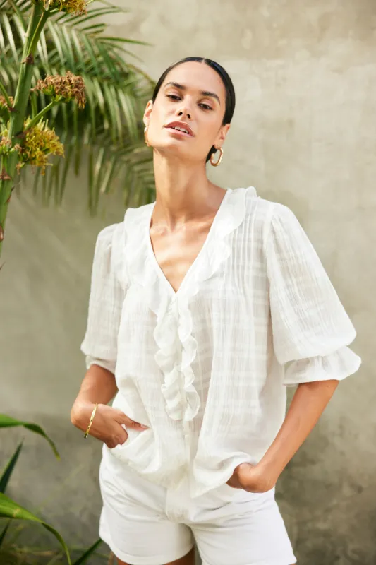 Chloe Shirt in Off White Plaid sold by Paneros
