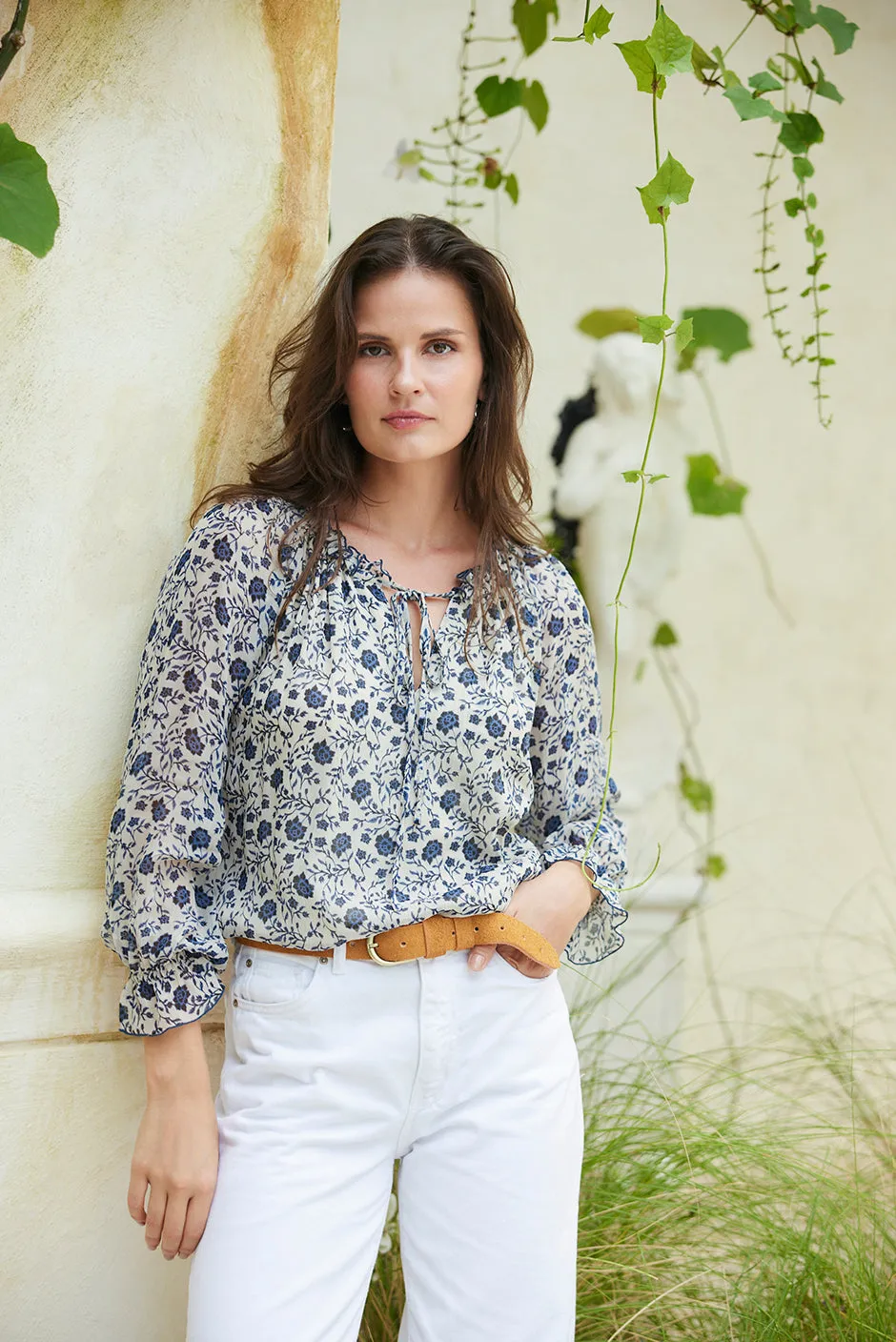 Esme Top in Sapphire Vines sold by Paneros