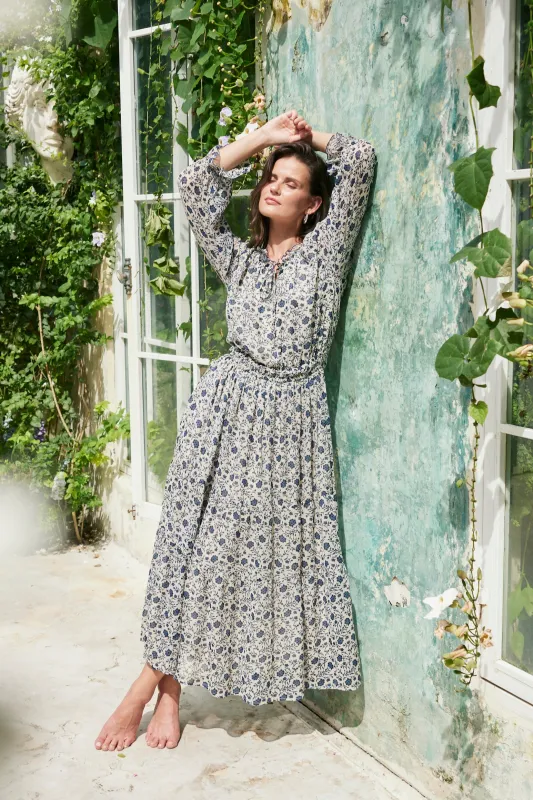 Esme Dress in Sapphire Vines made by Paneros