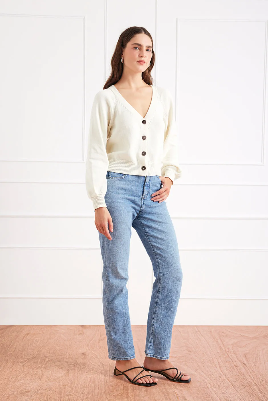 Greta Cardigan in Oat Milk sold by Paneros product image thumbnail 3