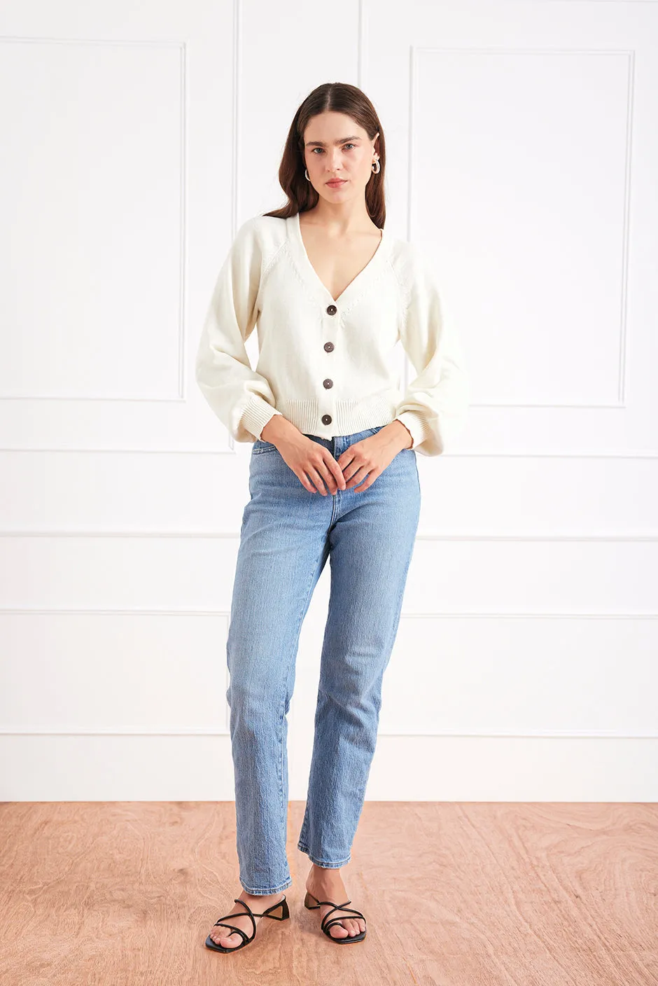 Greta Cardigan in Oat Milk sold by Paneros product image thumbnail 2