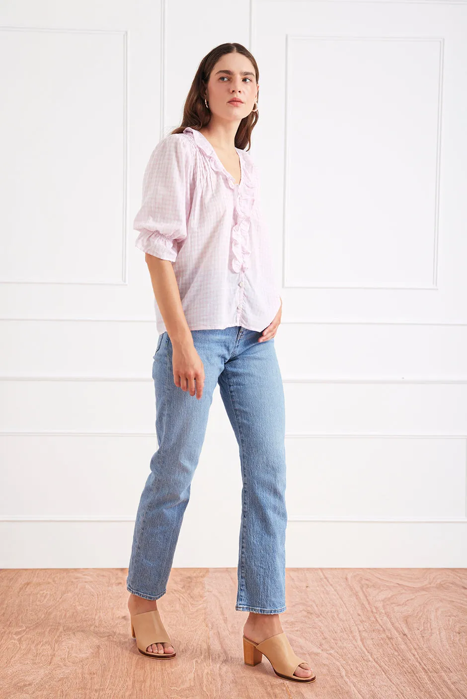 Chloe Shirt in Petite Pink Plaid sold by Paneros product image thumbnail 3