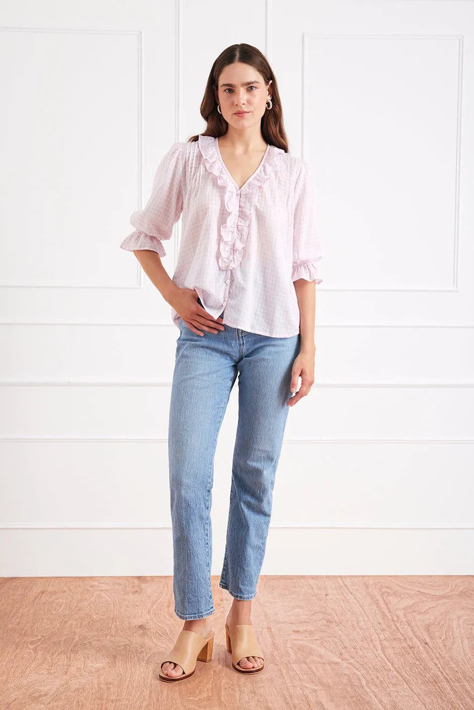 Chloe Shirt in Petite Pink Plaid sold by Paneros product image thumbnail 2