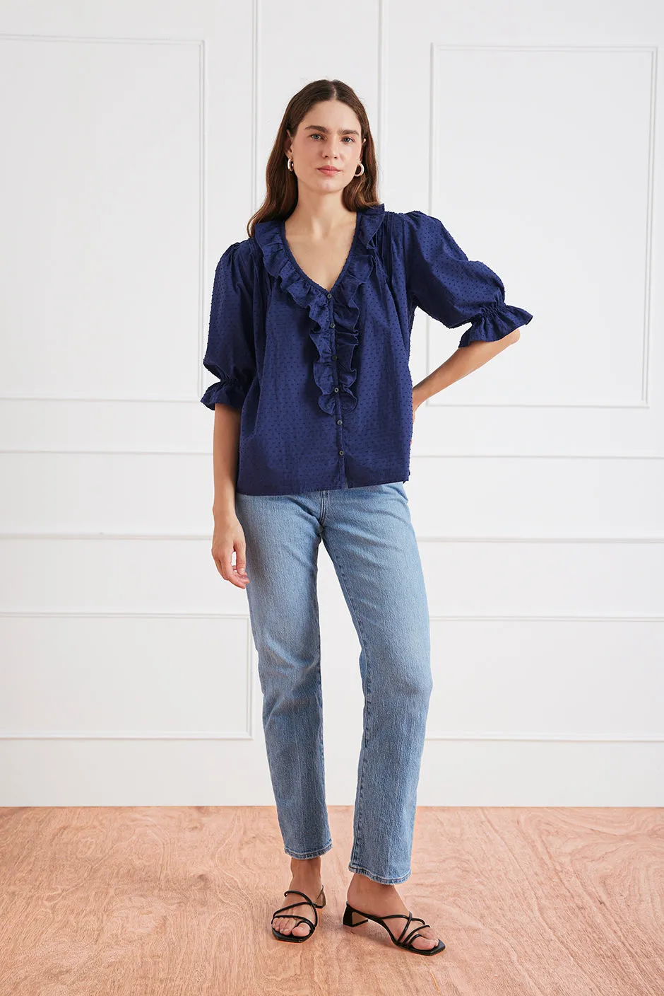 Chloe Shirt in Navy Solid sold by Paneros product image thumbnail 3
