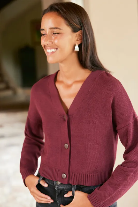 Diana Cardigan in Plum sold by Paneros