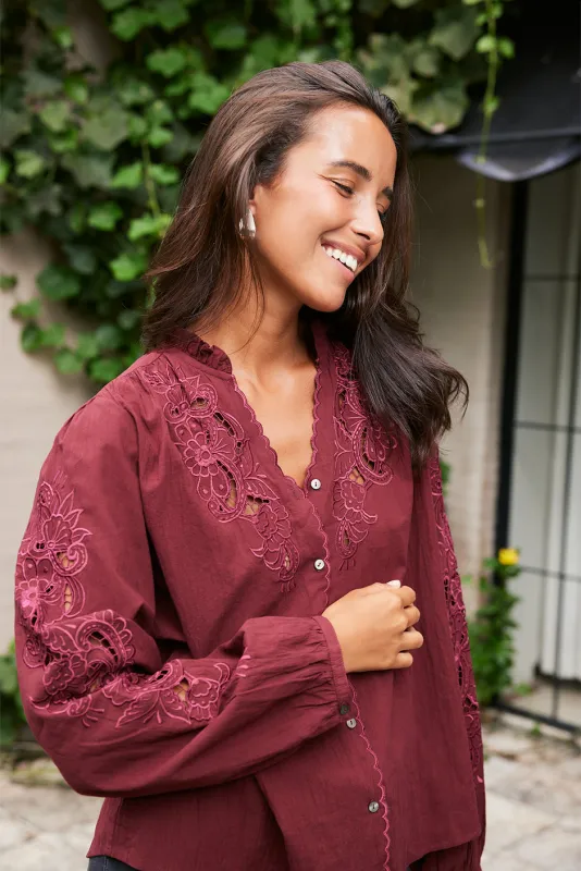 Camilla Blouse in Cranberry sold by Paneros