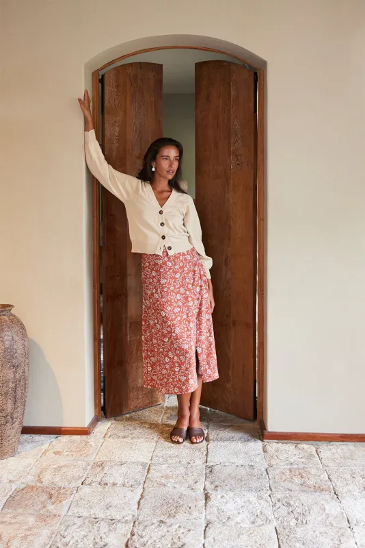 Avery Skirt in Adobe Floral sold by Paneros