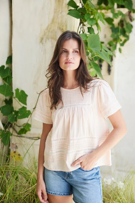 Dawn Tee in Bright Bellini made by Paneros