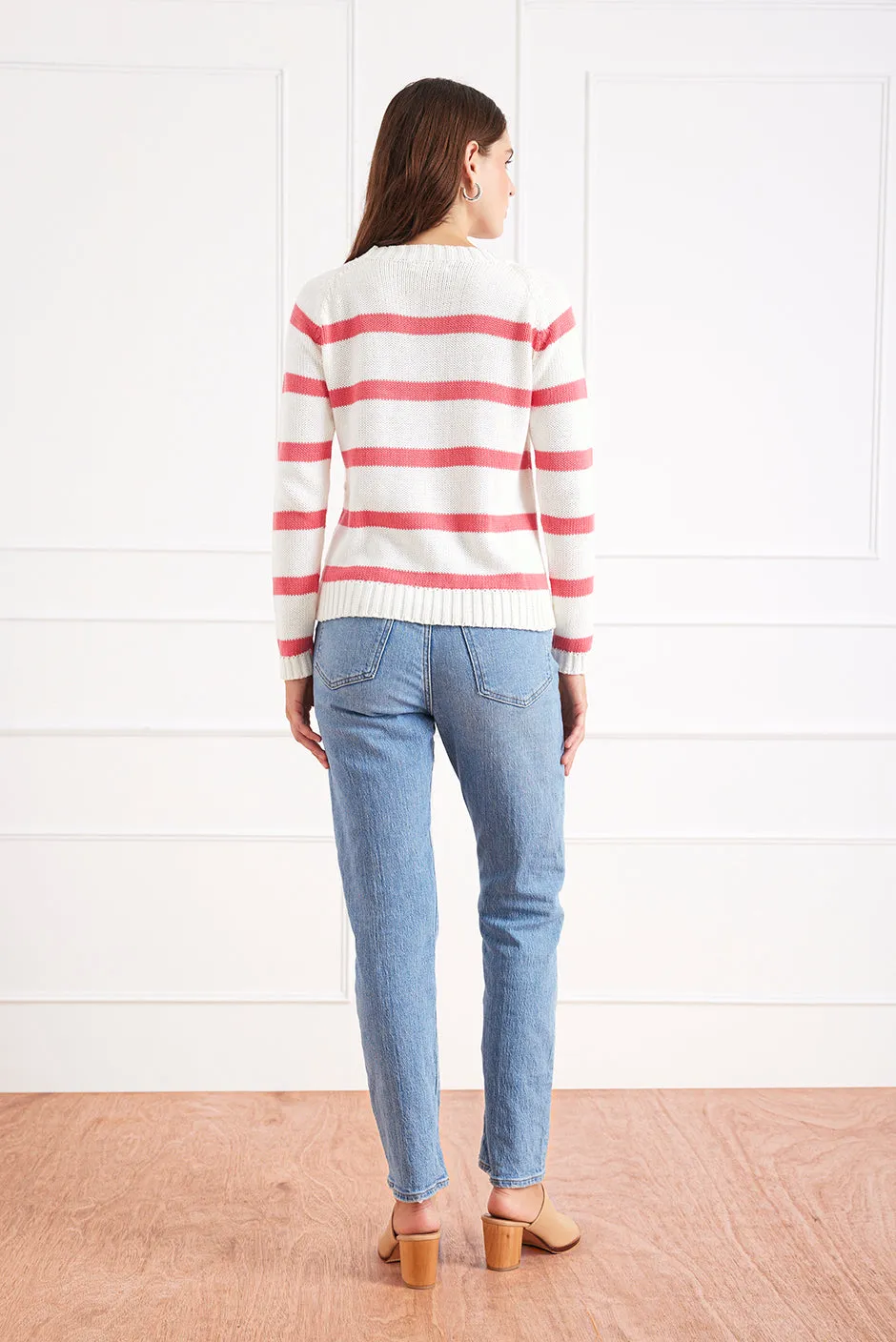 Stripe Sloane Crewneck in Raspberry sold by Paneros product image thumbnail 5