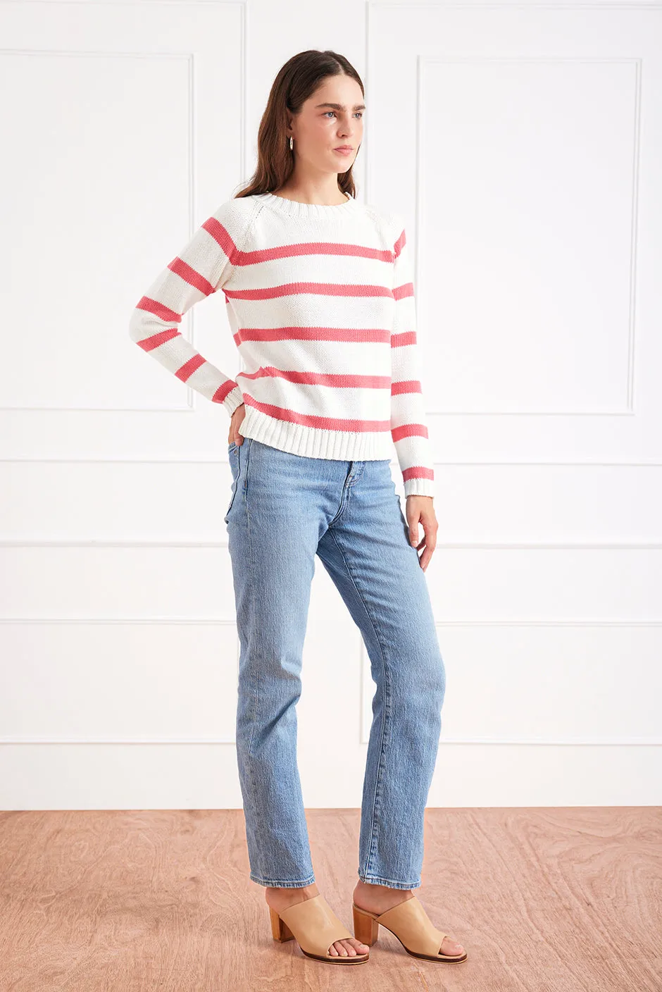 Stripe Sloane Crewneck in Raspberry sold by Paneros product image thumbnail 3
