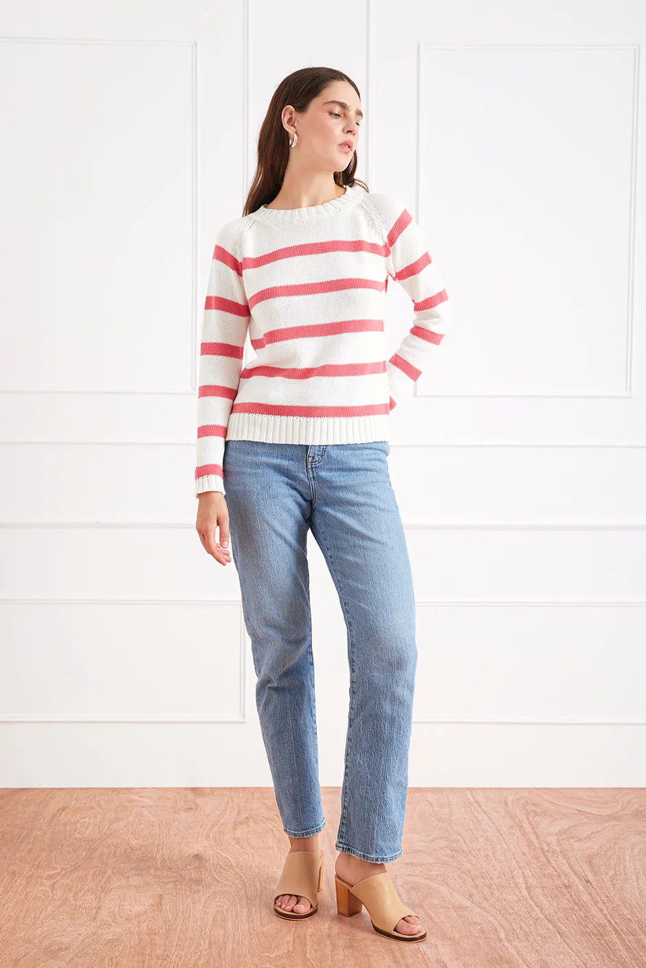 Stripe Sloane Crewneck in Raspberry sold by Paneros product image thumbnail 2