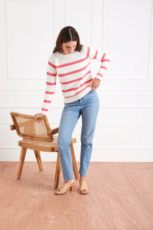 Stripe Sloane Crewneck in Raspberry sold by Paneros