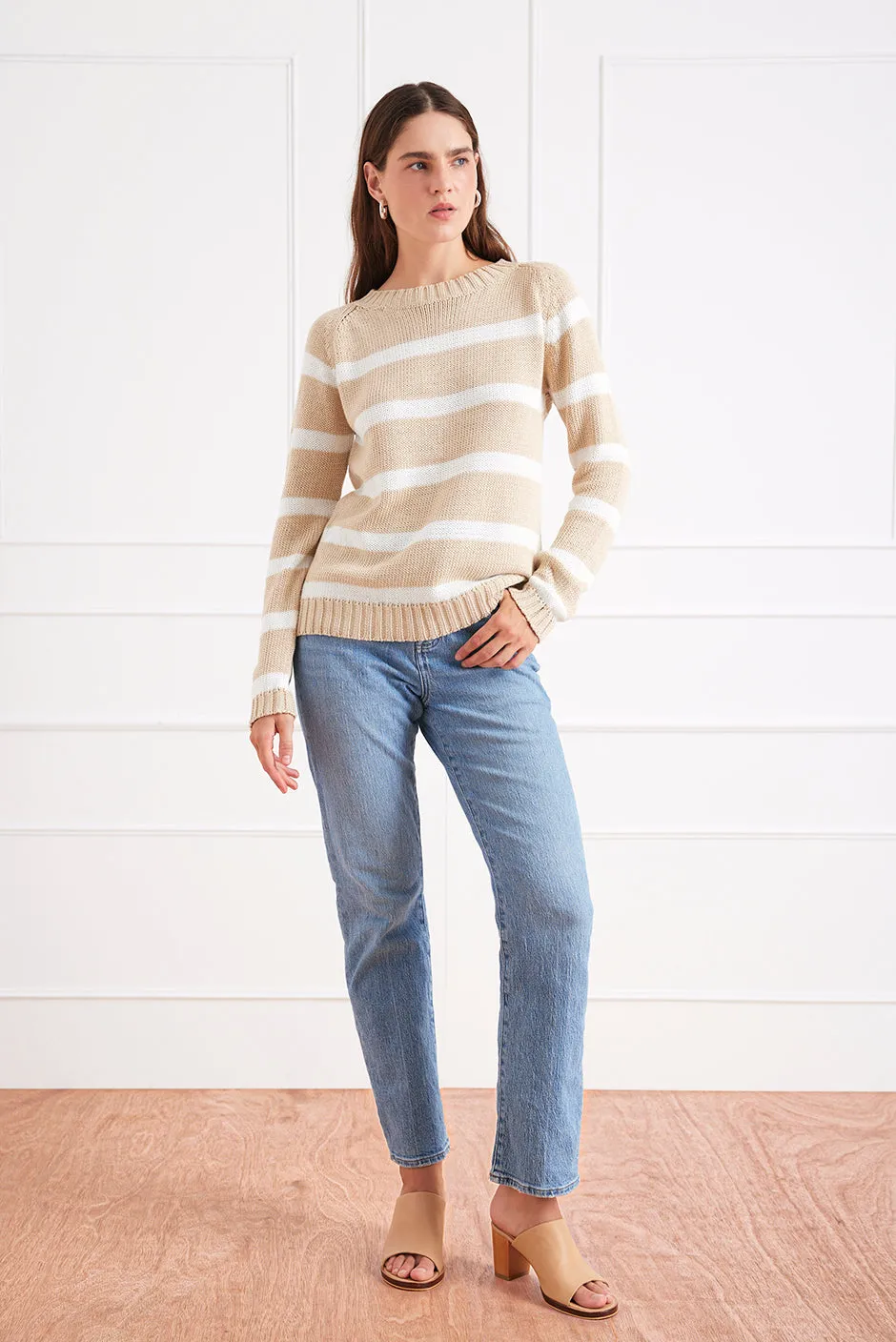 Stripe Sloane Crewneck in Sand Dune sold by Paneros product image thumbnail 2