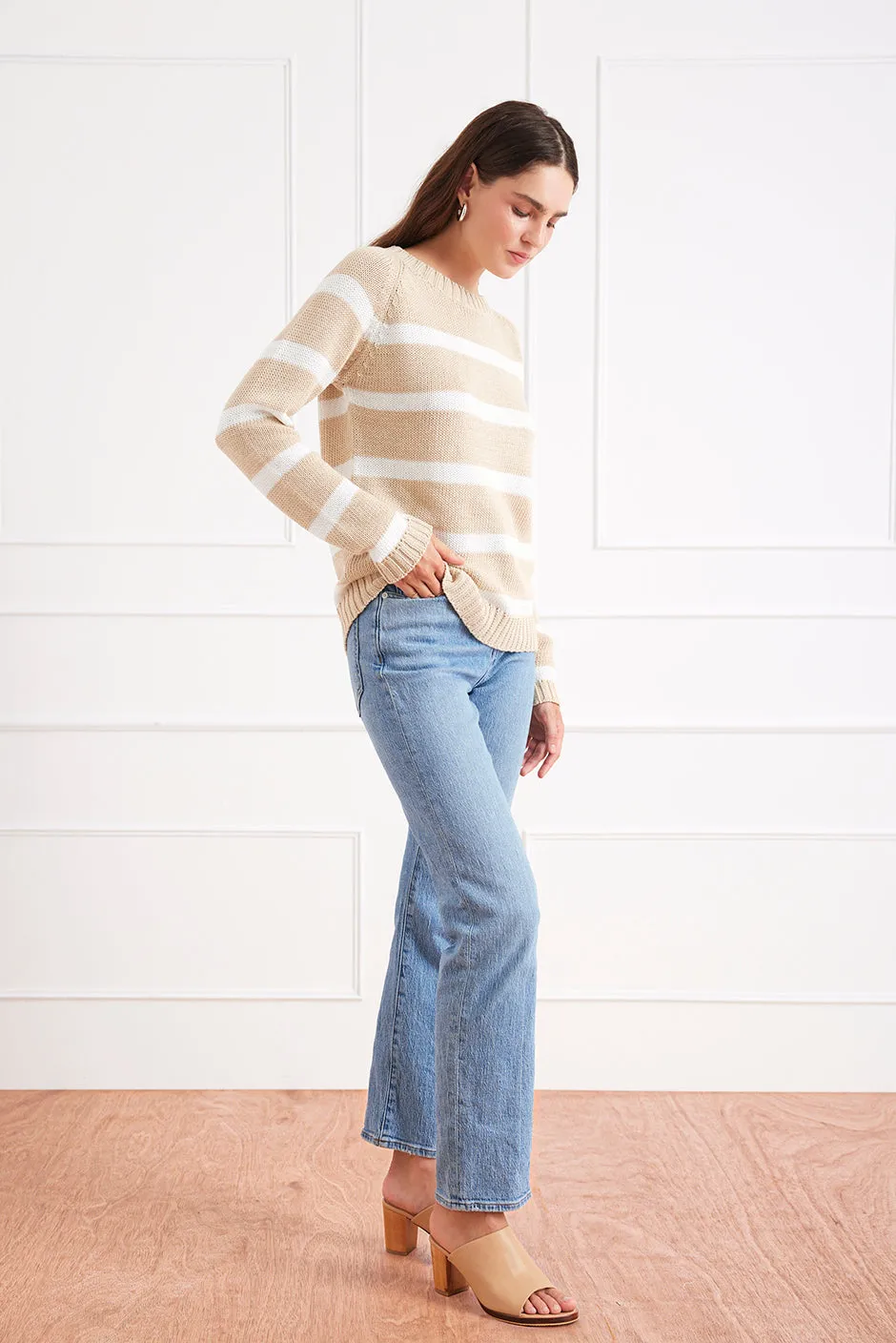 Stripe Sloane Crewneck in Sand Dune sold by Paneros product image thumbnail 3
