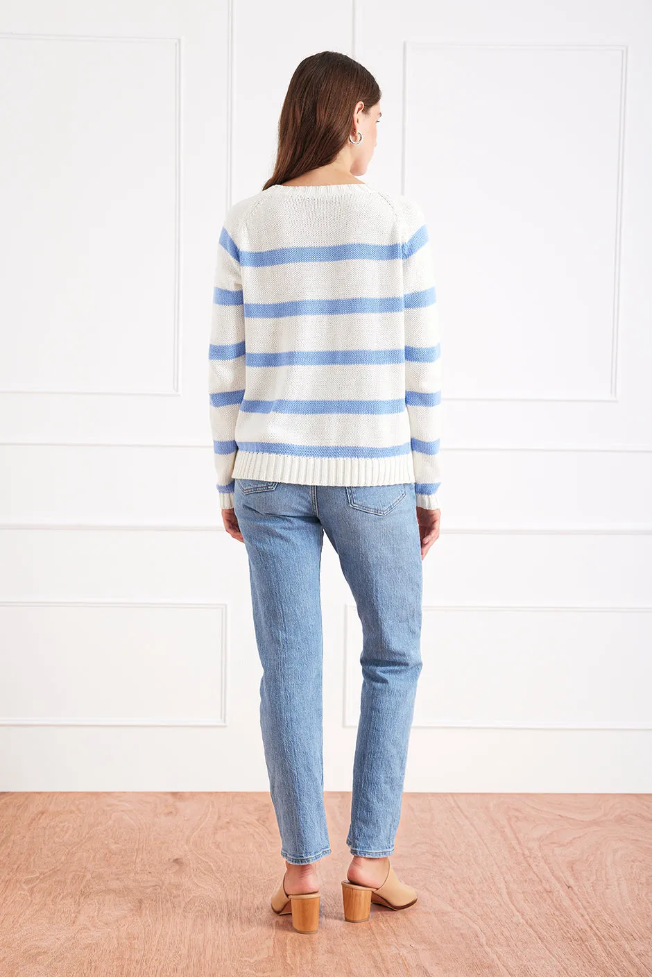 Stripe Sloane Crewneck in Coastal Blue sold by Paneros product image thumbnail 4