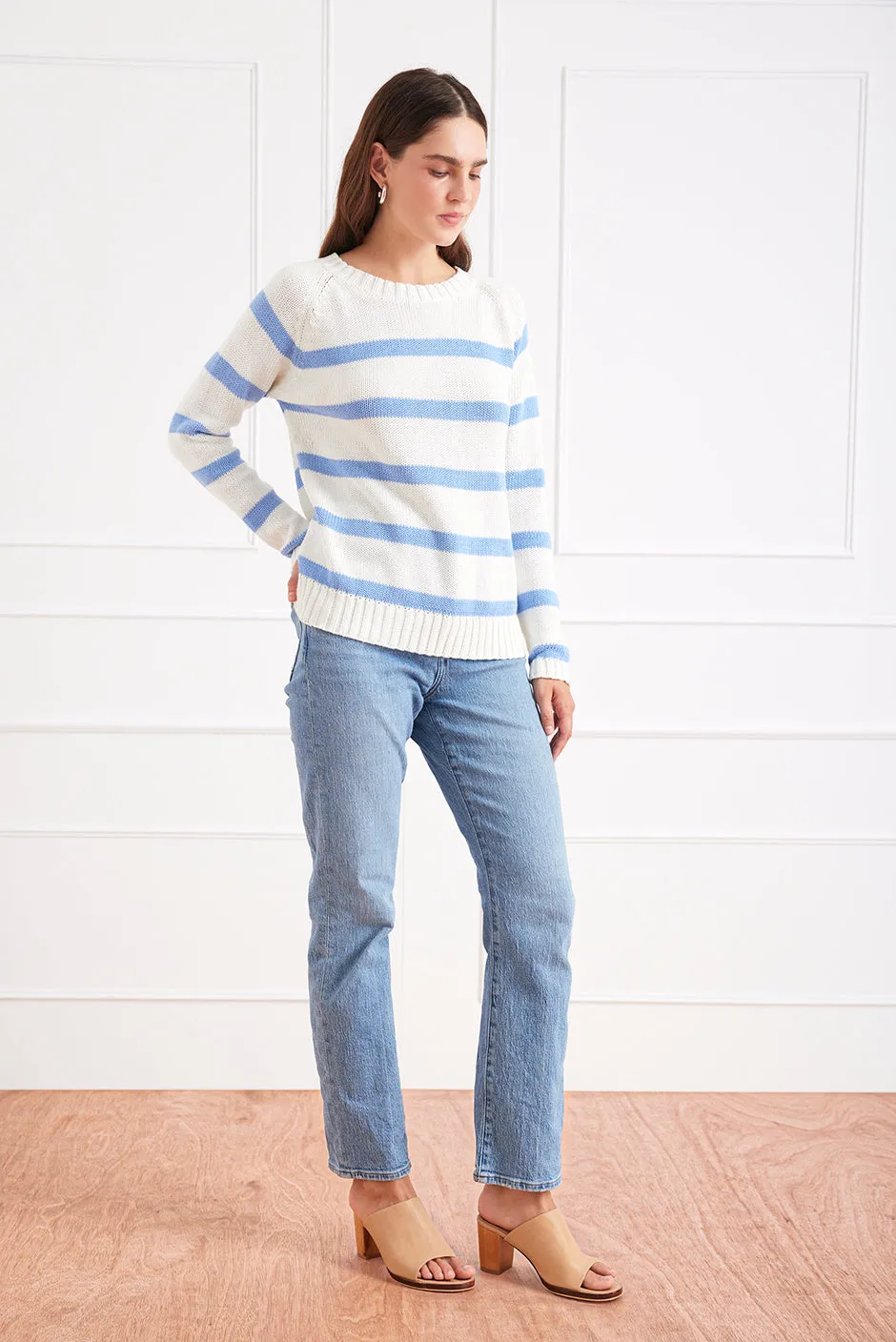 Stripe Sloane Crewneck in Coastal Blue sold by Paneros product image thumbnail 3