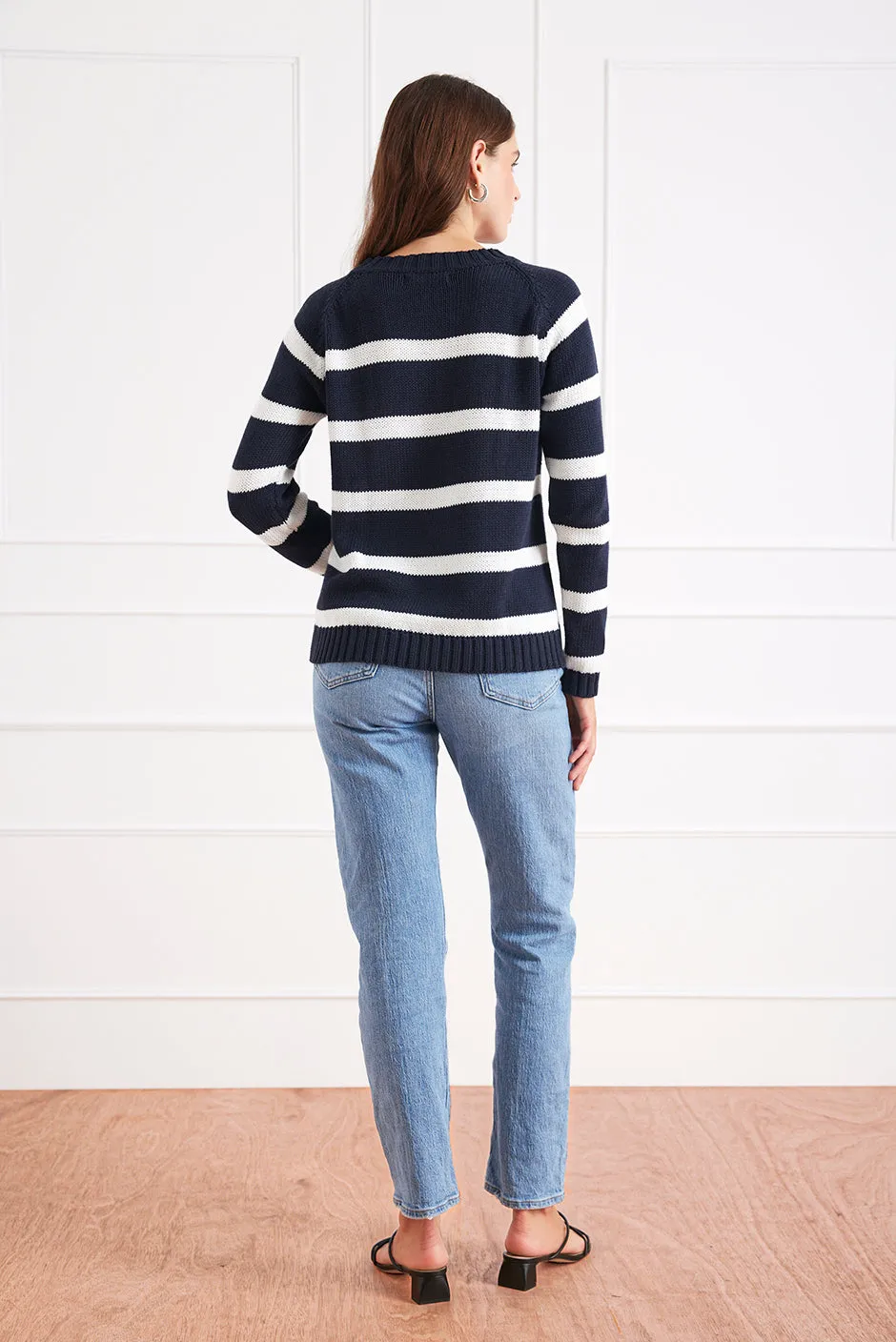 Stripe Sloane Crewneck in Midnight Navy sold by Paneros product image thumbnail 4