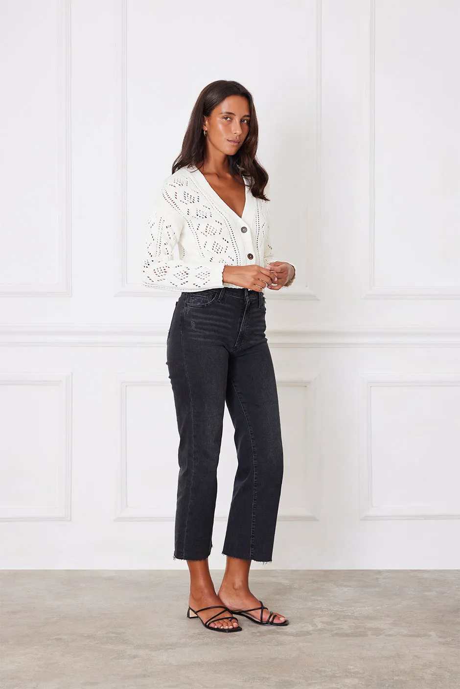 Diana Pointelle Cardigan in Oat Milk sold by Paneros product image thumbnail 3