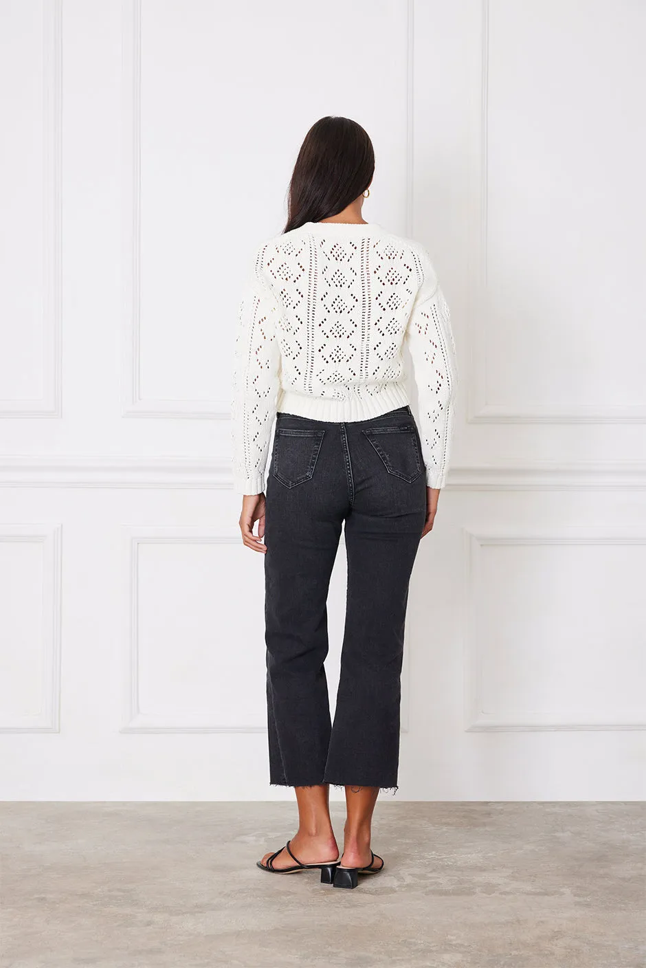 Diana Pointelle Cardigan in Oat Milk sold by Paneros product image thumbnail 4