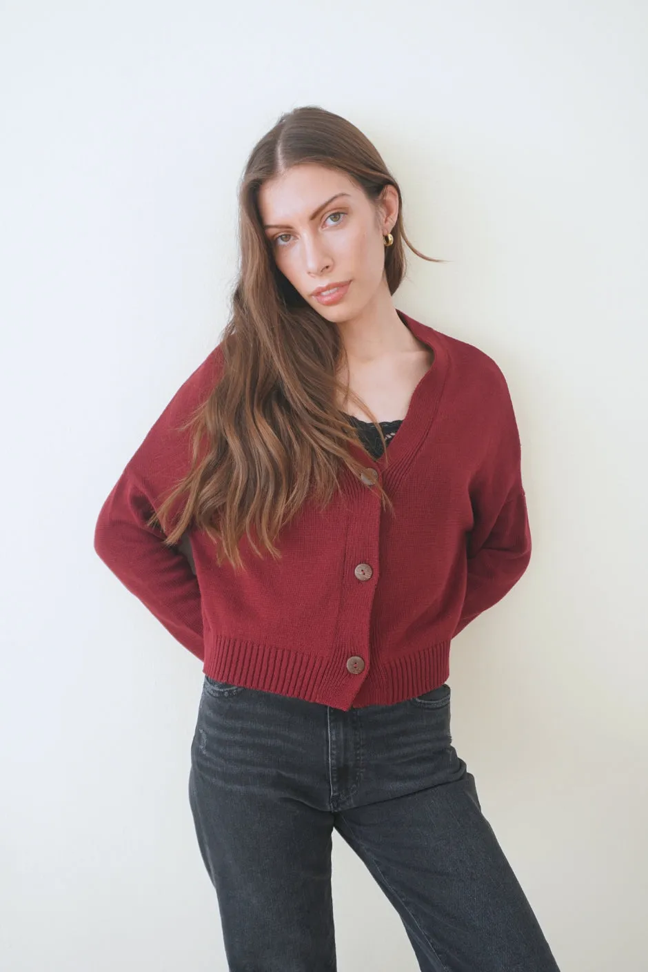 Diana Cardigan in Burgundy sold by Paneros product image thumbnail 2