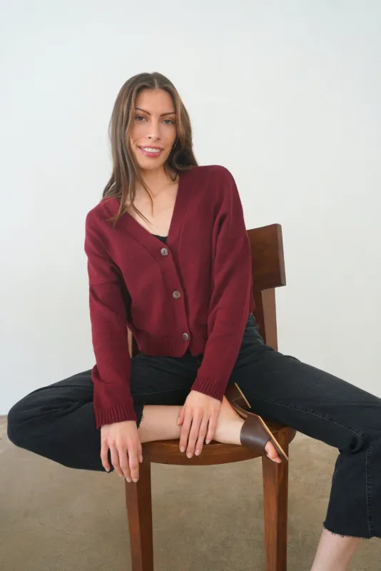 Diana Cardigan in Burgundy sold by Paneros