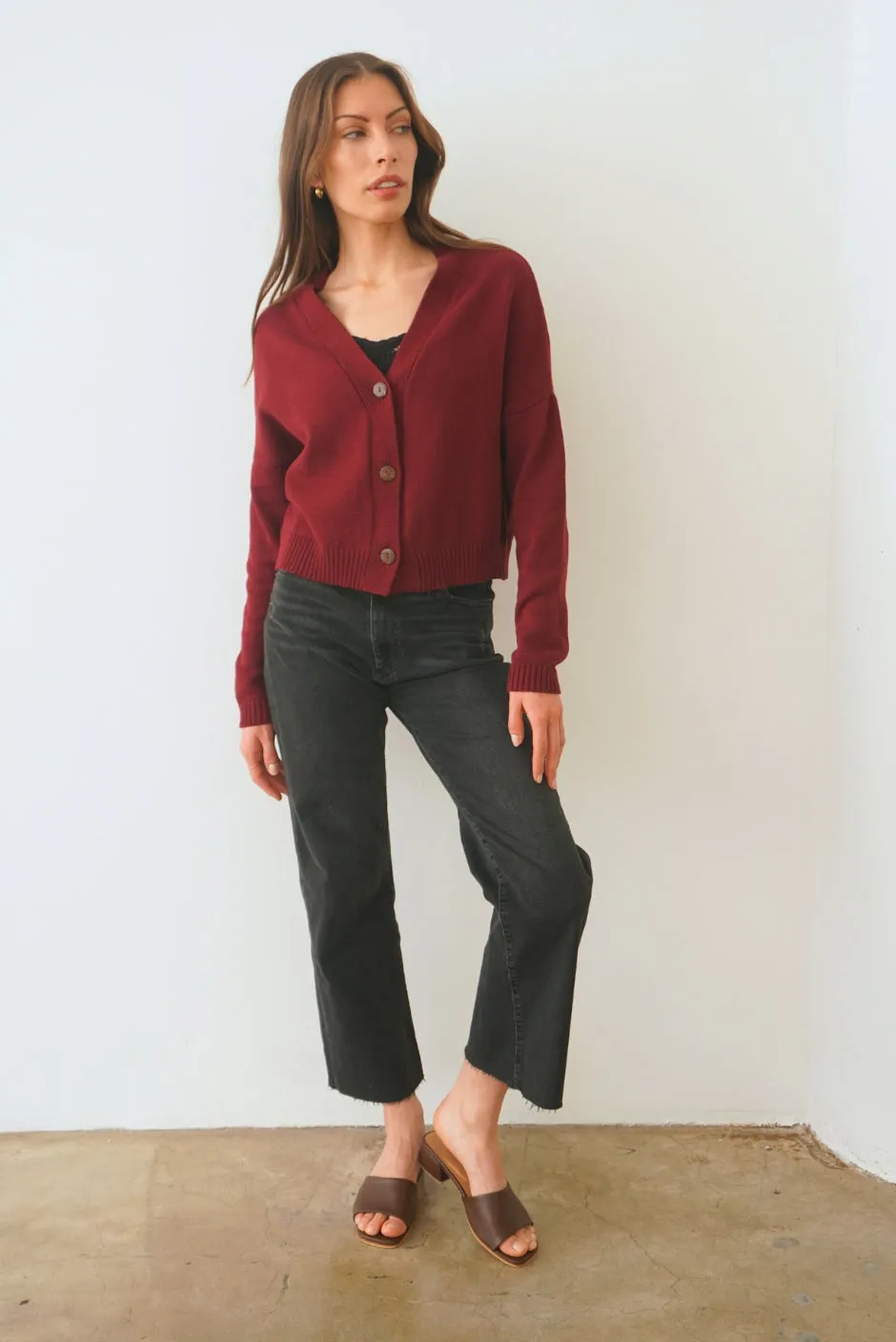 Diana Cardigan in Burgundy sold by Paneros product image thumbnail 3