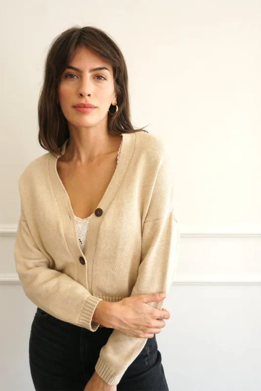Diana Cardigan in Sand sold by Paneros