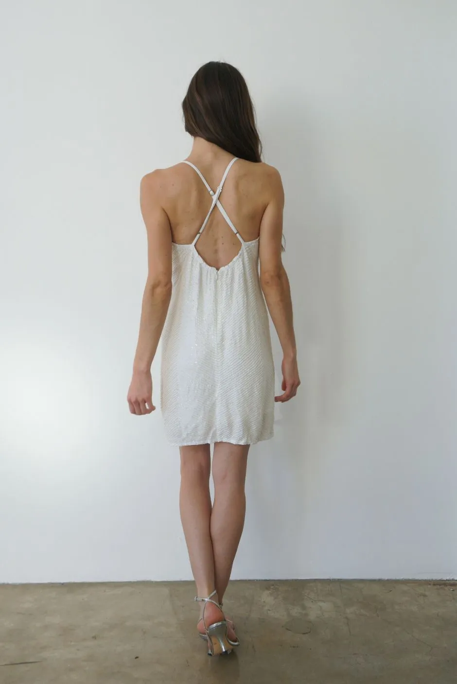 Isla Beaded Mini Dress in Cloud sold by Paneros product image thumbnail 5