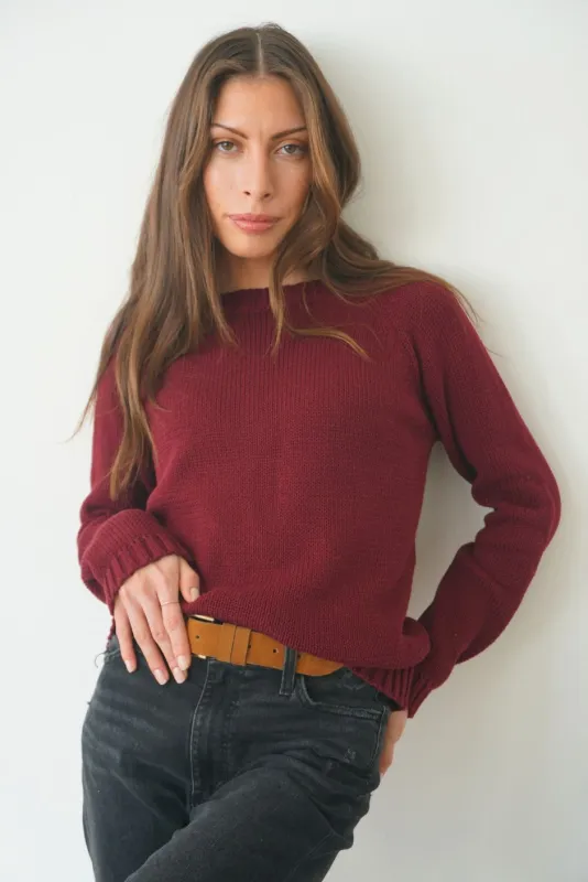 Sloane Crewneck in Burgundy sold by Paneros