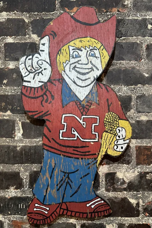 Vintage Nebraska Cornhuskers Mascot Wood Plaque sold by Dr. Collectors
