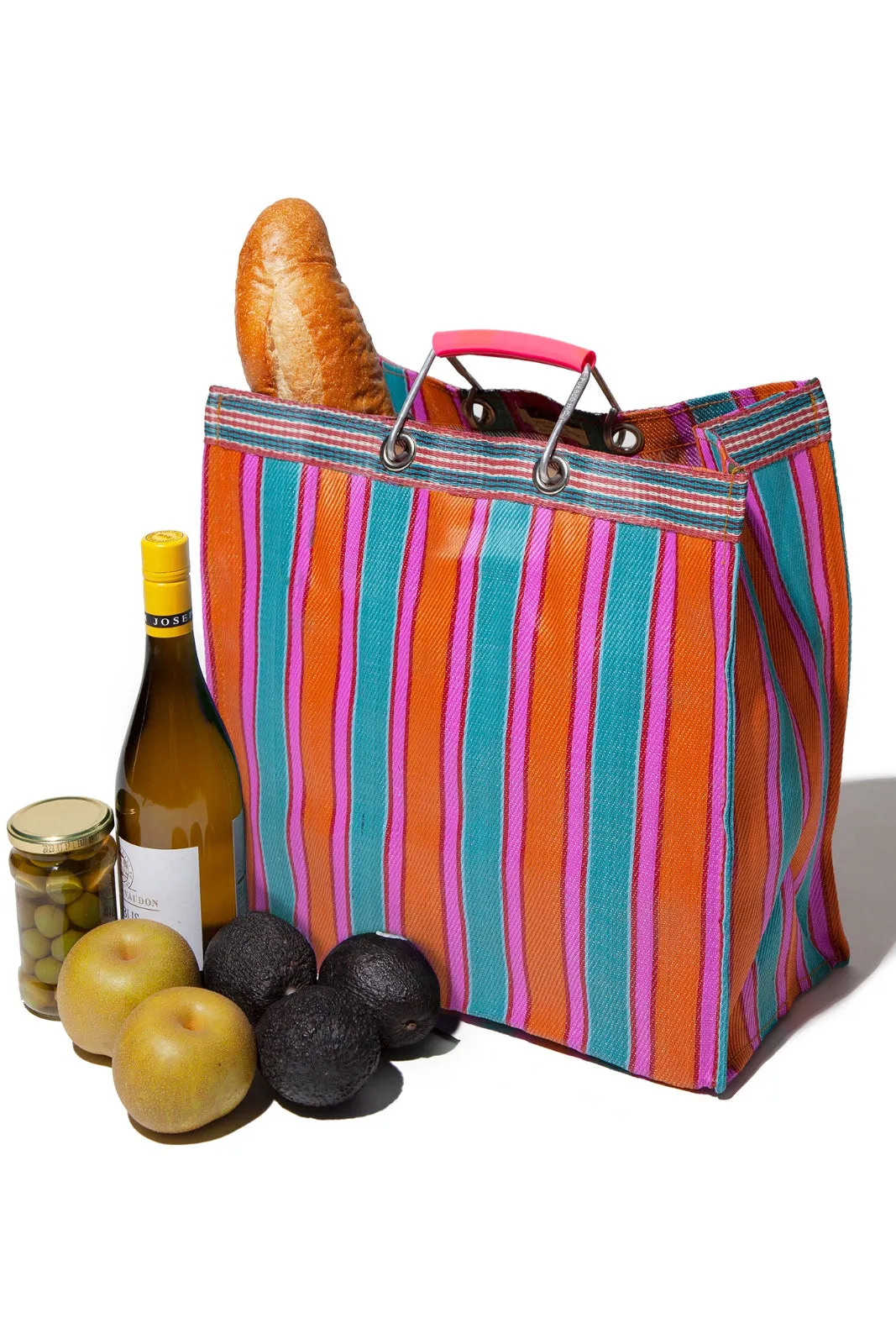 ZZ-503325 Recycled Plastic Stripe Bag-Square/F Orange - Pink sold by Dr. Collectors product image thumbnail 2