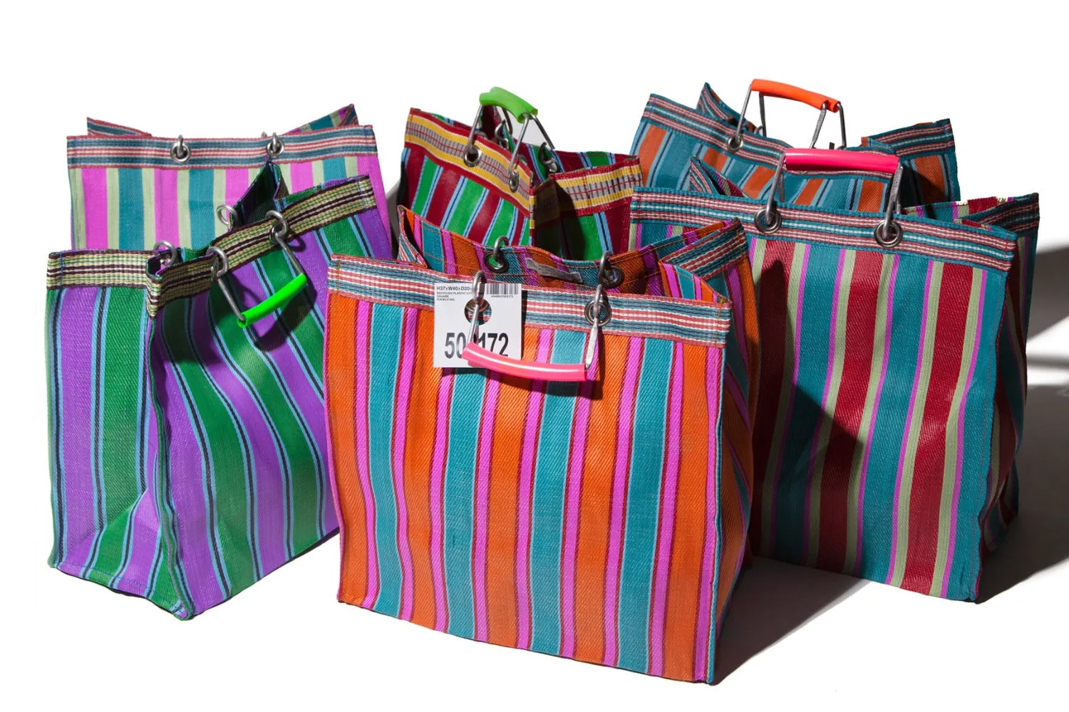 ZZ-503325 Recycled Plastic Stripe Bag-Square/F Orange - Pink sold by Dr. Collectors product image thumbnail 3