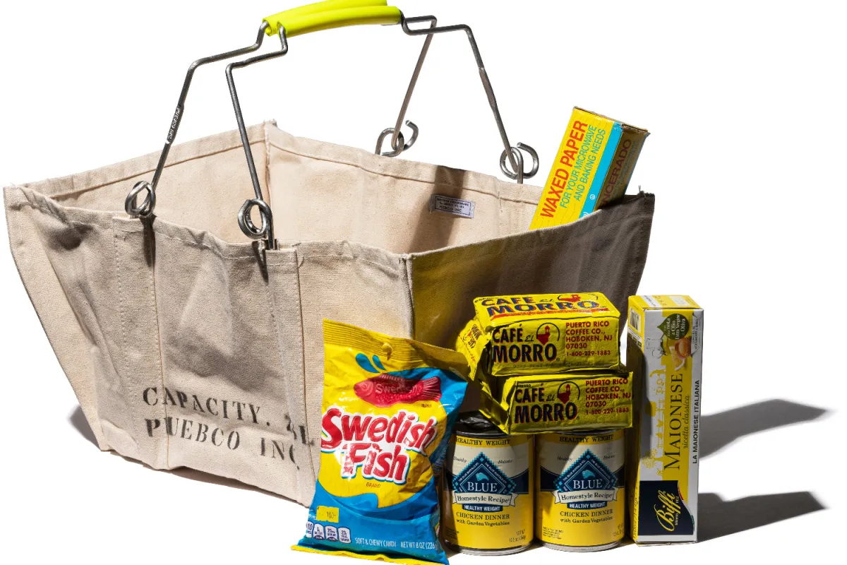 ZZ-110141 Canvas Market Basket Yellow Handles made by Dr. Collectors
