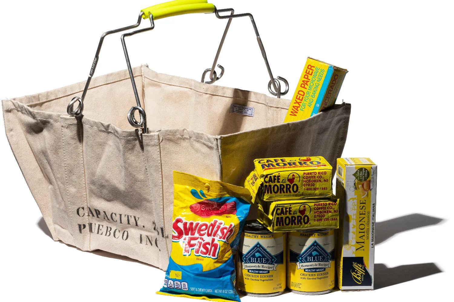 ZZ-110141 Canvas Market Basket Yellow Handles sold by Dr. Collectors