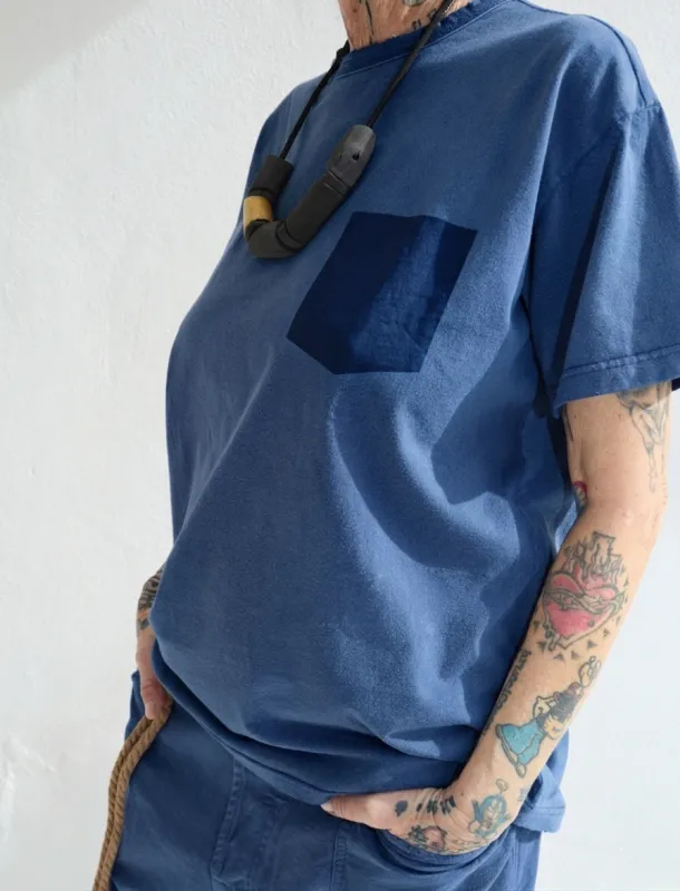 Model T. Unpocket Jersey 100% Cotton Sun Faded Dye Bleu de Travail made by Dr. Collectors