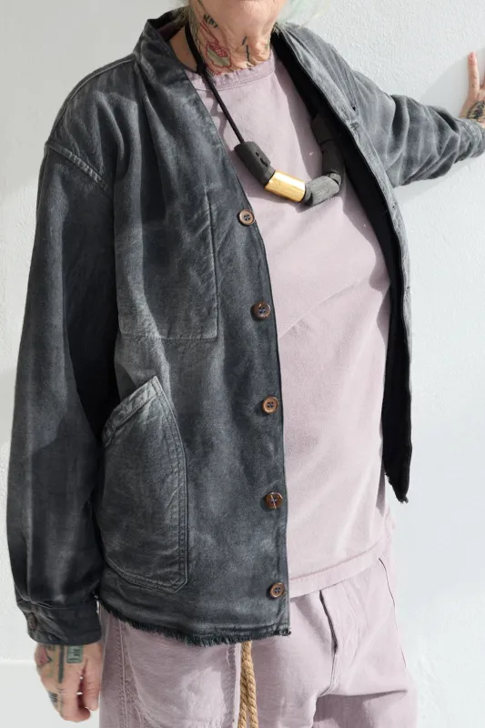 Okinawa 9oz Linen & Organic Cotton Sun Faded Dye Smoke Black made by Dr. Collectors