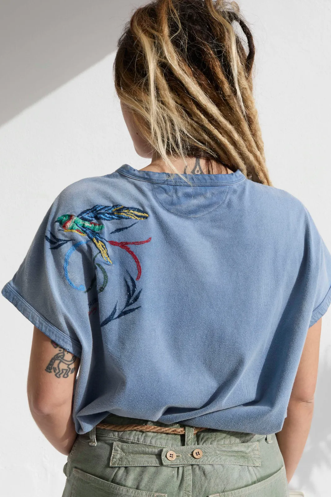 Palm Spring Humming Birds Recycled Jersey Sun Faded Dye Bleu de Travail sold by Dr. Collectors product image thumbnail 3