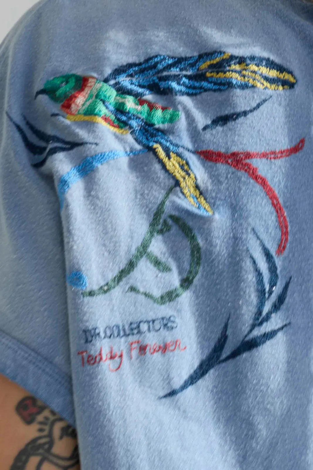 Palm Spring Humming Birds Recycled Jersey Sun Faded Dye Bleu de Travail sold by Dr. Collectors product image thumbnail 2