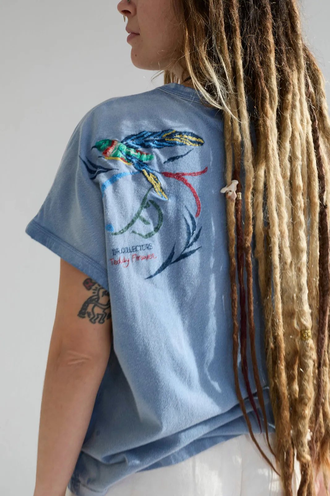 Palm Spring Humming Birds Recycled Jersey Sun Faded Dye Bleu de Travail sold by Dr. Collectors
