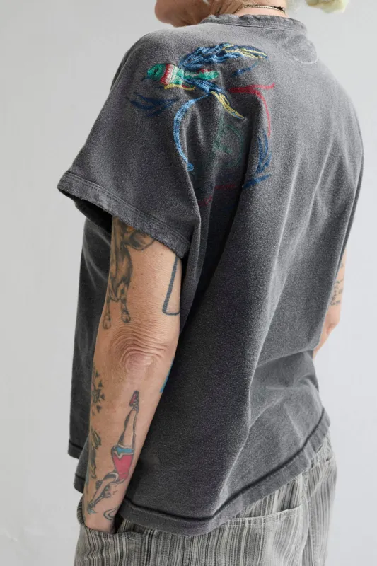 Palm Spring Humming Birds Recycled Jersey Sun Faded Dye Smoke Black made by Dr. Collectors
