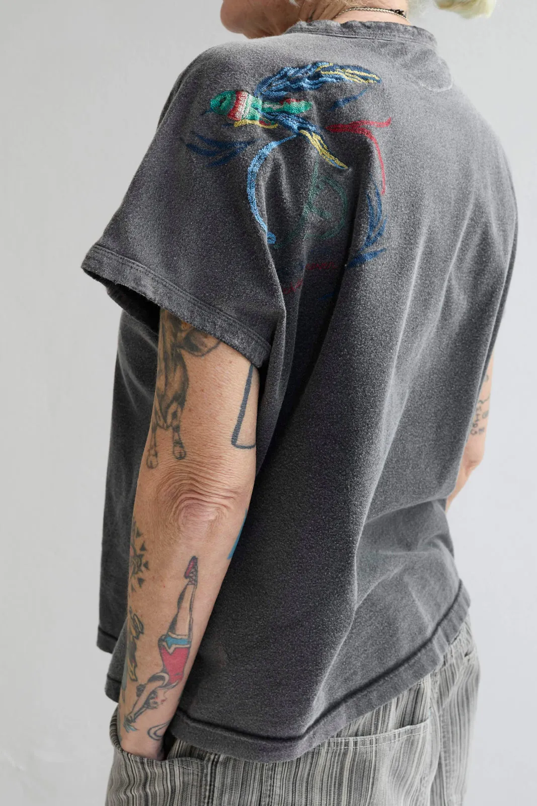 Palm Spring Humming Birds Recycled Jersey Sun Faded Dye Smoke Black sold by Dr. Collectors