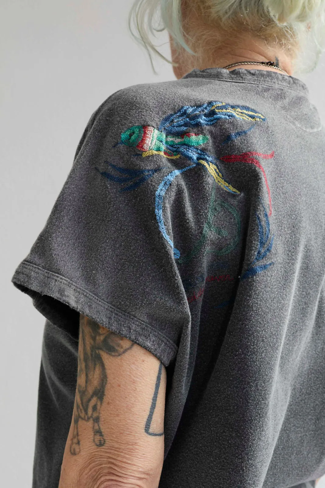 Palm Spring Humming Birds Recycled Jersey Sun Faded Dye Smoke Black sold by Dr. Collectors product image thumbnail 2