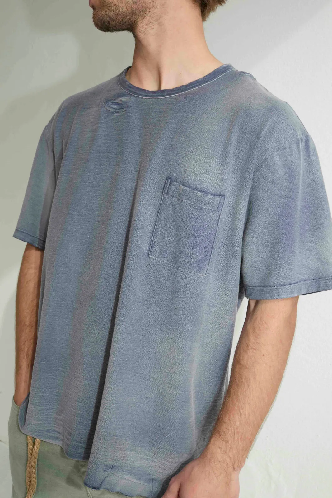 Model T. Repair Pocket Jersey 100% Cotton Sun Faded Dye Navy sold by Dr. Collectors