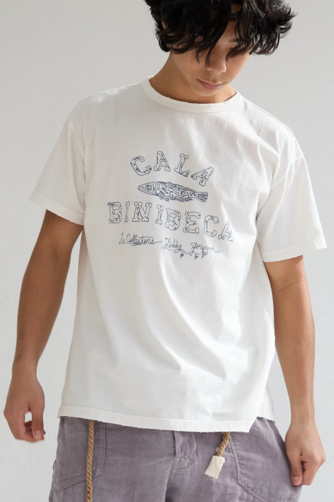 Model T. Recycled Cala Binibeca Jersey 100% Cotton Sun Faded Dye Off White sold by Dr. Collectors product image thumbnail 2